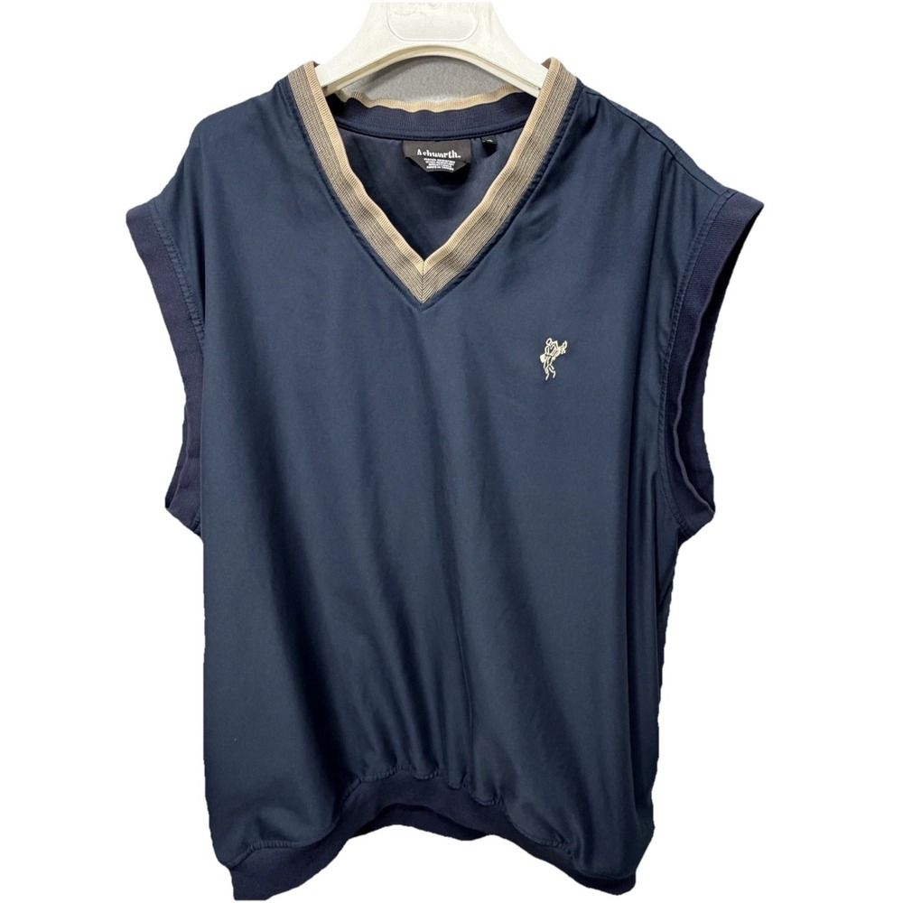 Ashworth Golf Windbreaker Vest XL Navy V-Neck Water Resistant Lightweight